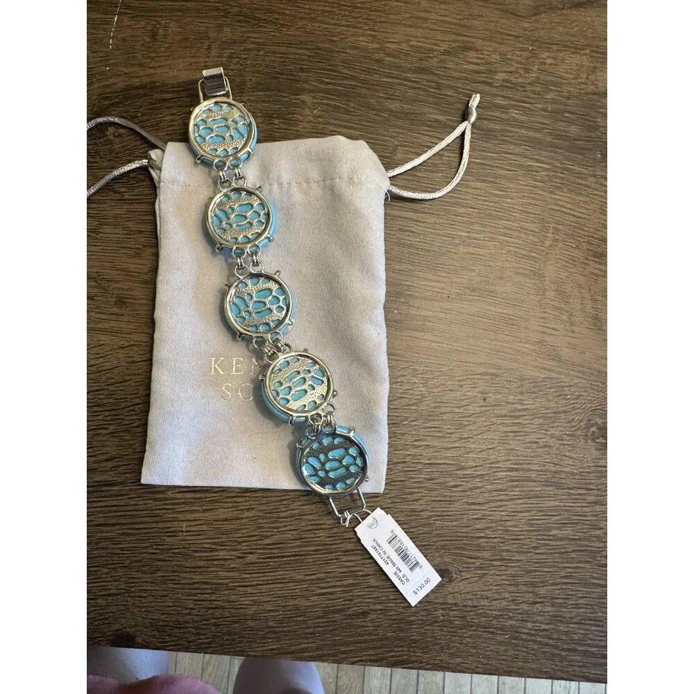 Kendra Scott Cassie Bracelet Faceted Round Statement Turquoise‎ Gold NEW $130